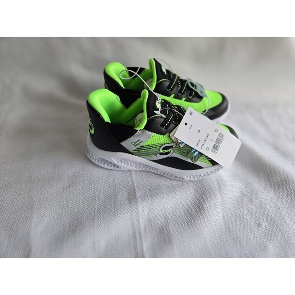 Skechers S Sport Myles Step-ins Boys Sneakers - Green- Boys size 10  New - Picture 3 of 5